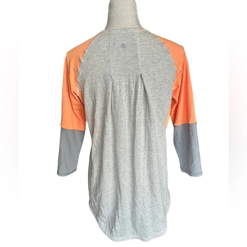 Lululemon orange gray 3/4 sleeves zipper up athletic top
